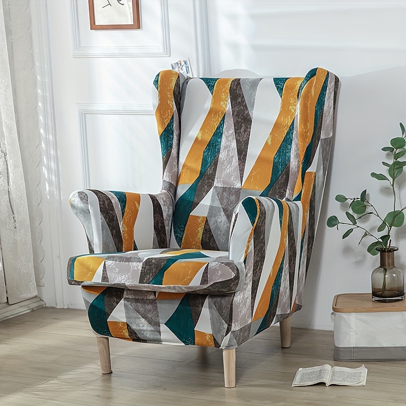 Striped wingback chair online covers