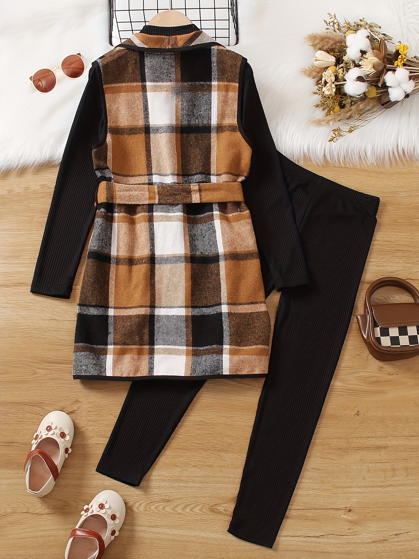 Elegant Outfits Plaid Sleeveless Outerwear + Pullover + - Temu