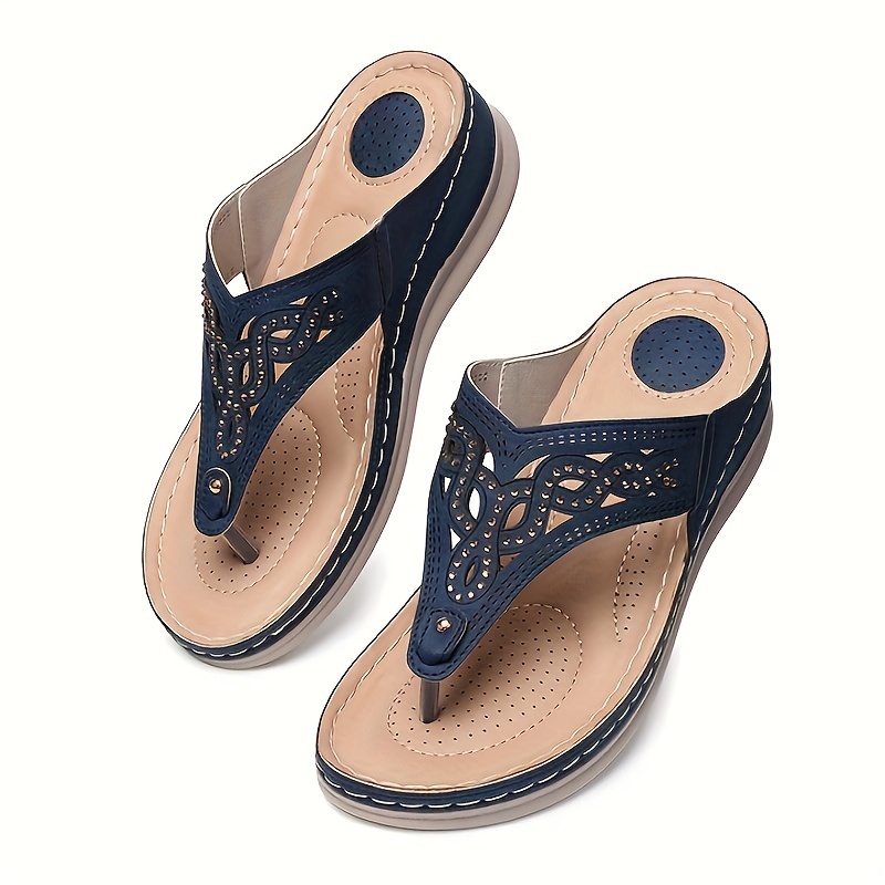  Flip Flops Sandals for Women Bling Rihinestones Wedge