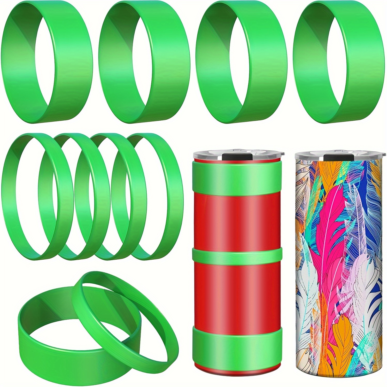 10pcs 65mm Silicone Bands For Sublimation Tumbler Heat Resistant Sublimation  Paper Holder Ring Band