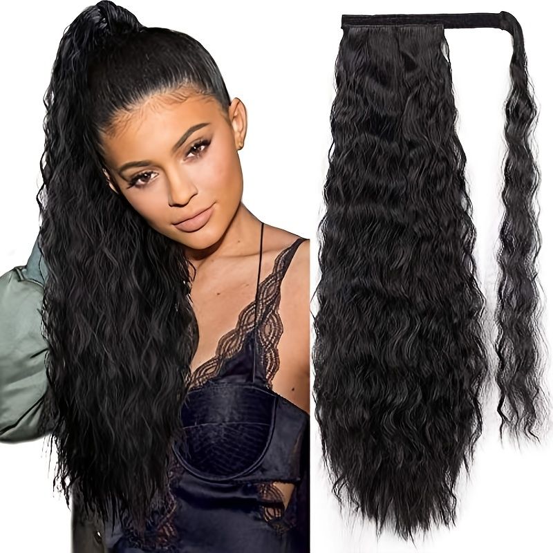 Long Kinky Curly Ponytail Extensions Wrap Around Ponytail Curly Pony Tail  Synthetic Hair Piece Clip In Ponytail Hair Extensions Hairpiece For Women  Girls | High-quality & Affordable | Temu