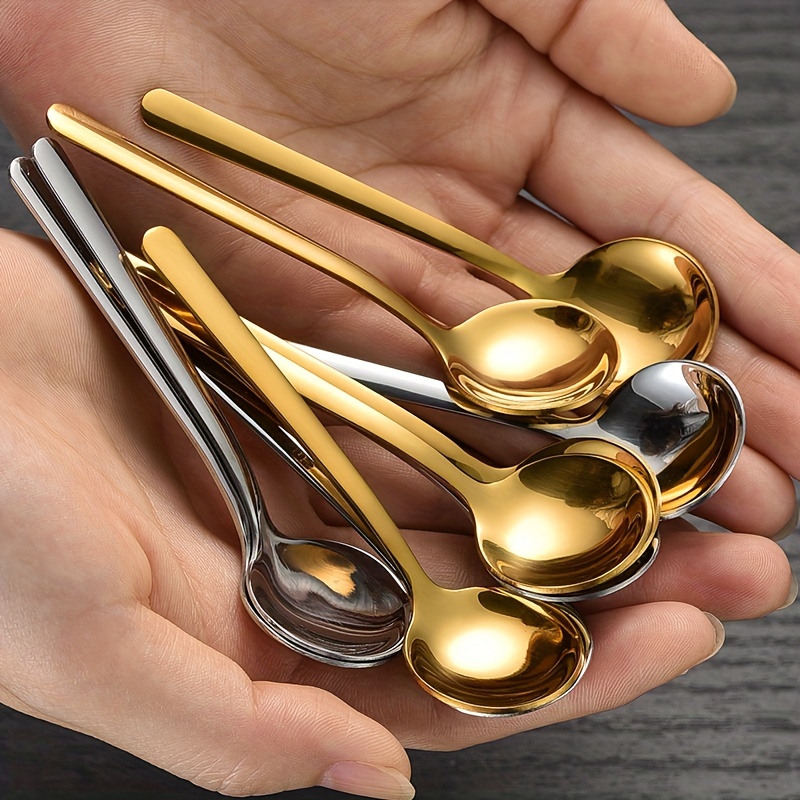 12 pièces Mini cuillères en or cuillères à expresso en acier inoxydable,  5,24 pouces