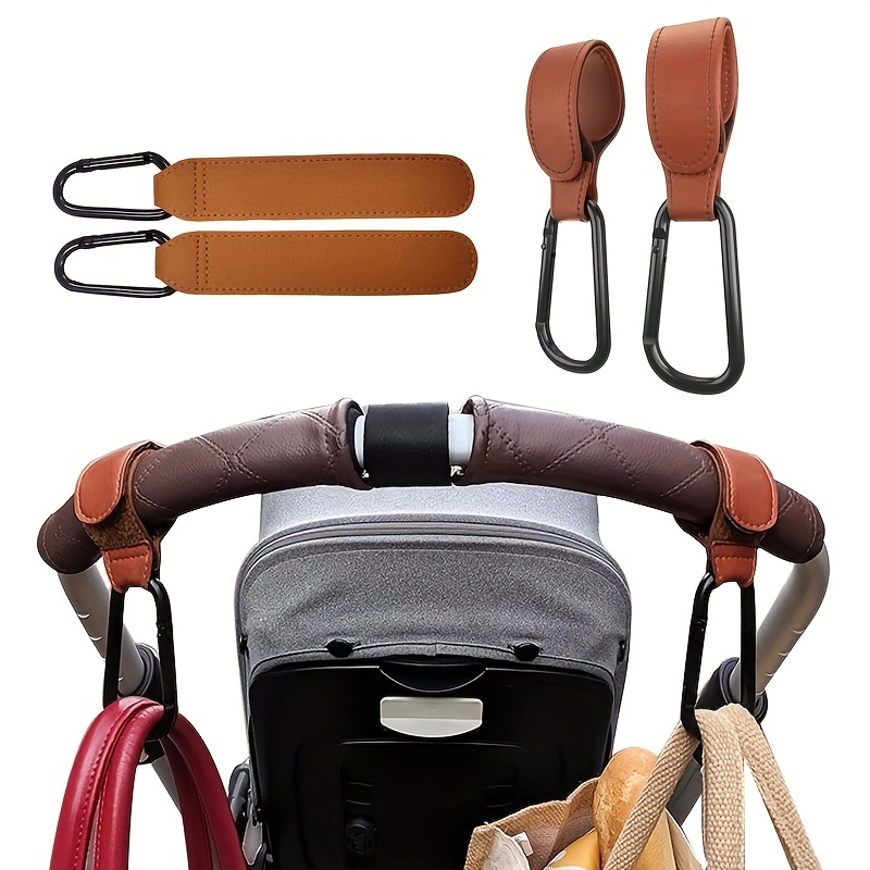 Portable Baby Car Hook for Strollers, Leather Carabiner