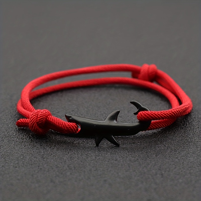 Trendy Shark Bracelet Men Men's Double Layer Adjustable Rope - Temu