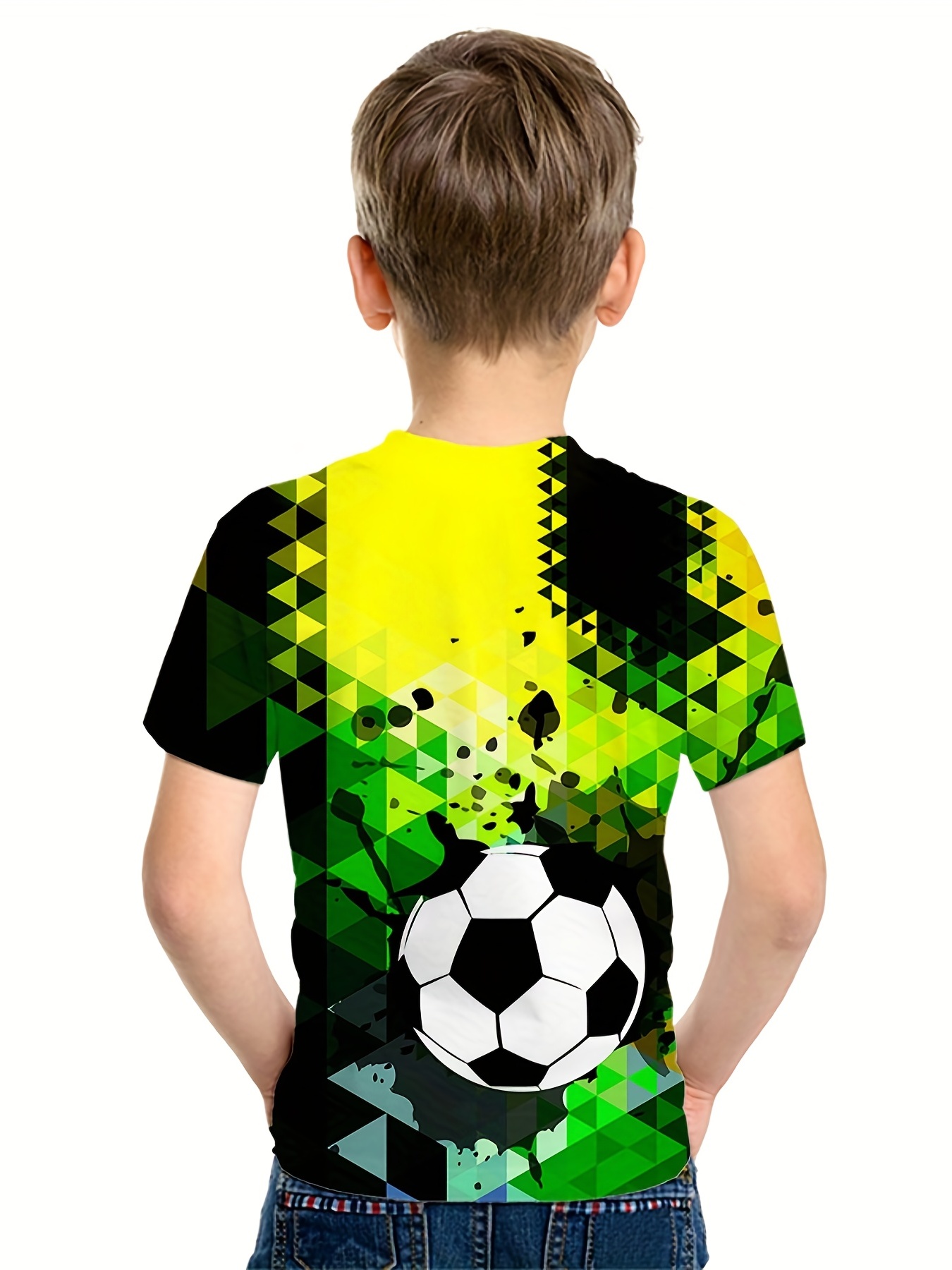 Fire Soccer Football 3D Print Summer Children's O-Neck T-shirt