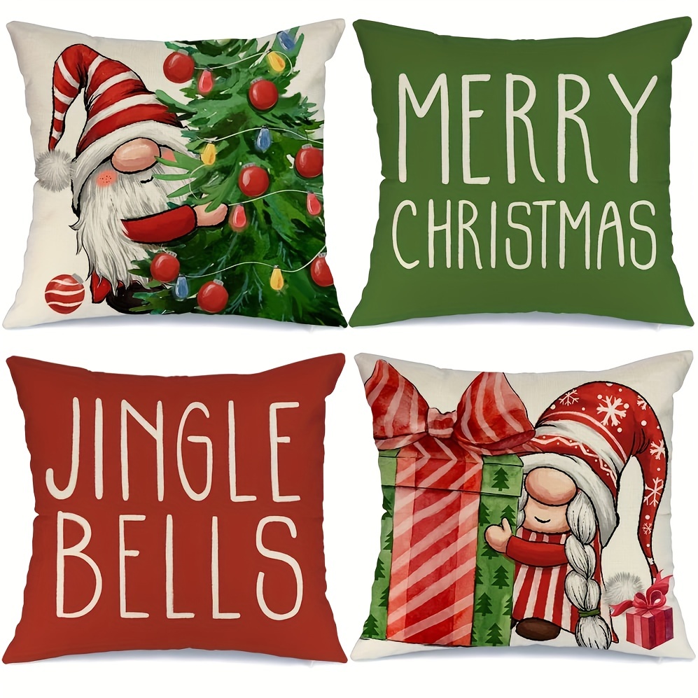 Christmas Linen Blend Throw Pillow Case, Square Cushion Case, Decorative  Pillow Cover For Living Room Bedroom Couch Sofa, Home Decor Room Decor  Party Decor Single-sided Printed No Pillow Insert - Temu