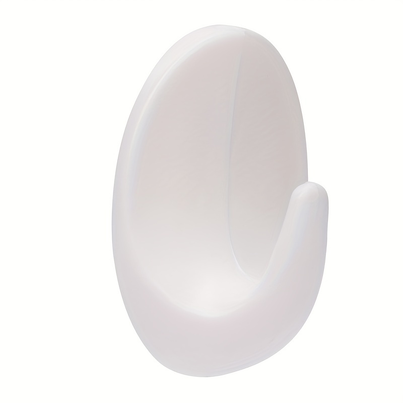 Plastic White Oval Hook Self Adhesive Wall Hook Punch Free - Temu