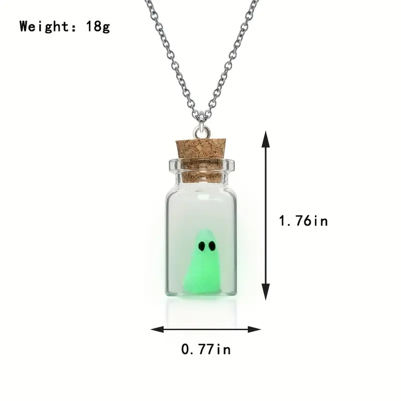 cute ghost necklace glow in the dark ghost charm necklace halloween necklace details 0