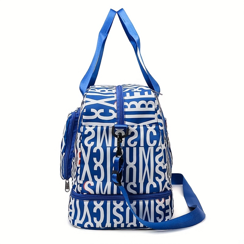 Stylish Letter Animals Pattern Duffle Bag Lightweight Zipper Luggage