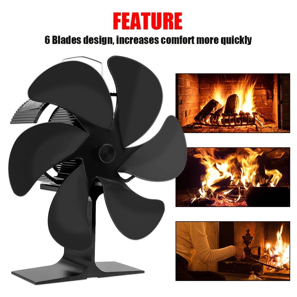 6 leaf Fireplace Fan Heat powered Stove Fan For - Temu