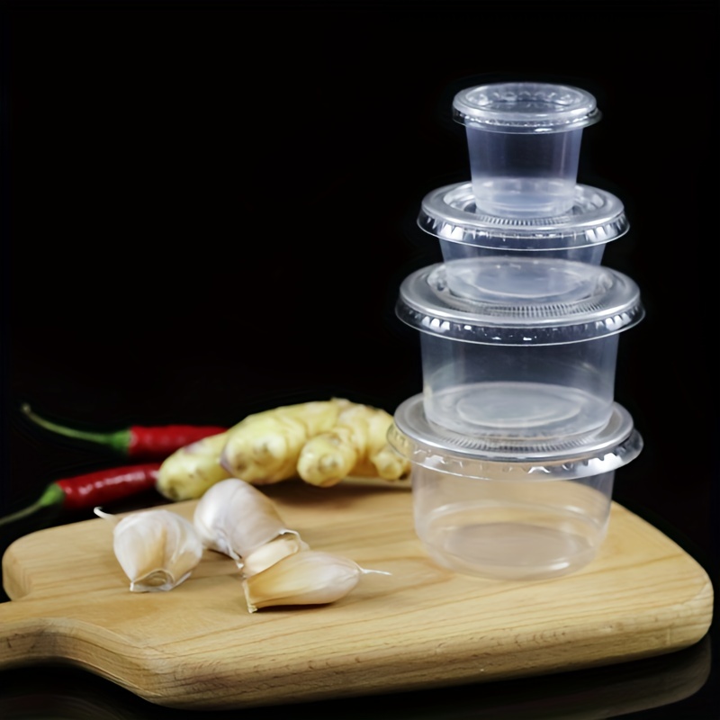 50Pcs/Pack 25/50Ml Square Sauce Cup With Cover Leak Proof Transparent Mini  Plastic Dipping Sauce