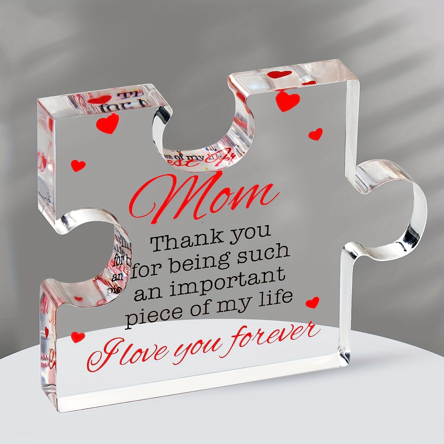 Birthday Gifts for Mom - Engraved Acrylic Block Puzzle Mom Present 4.1 x  3.5 inch - Cool Mom Presents from Daughter, Son, Dad - Heartwarming Mom