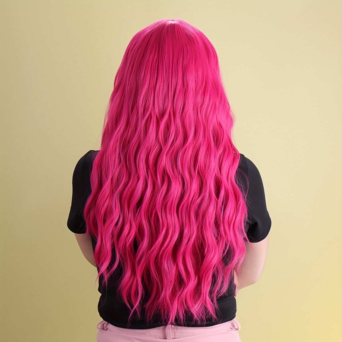 Long Body Wave Curly Synthetic Wig With Bangs For Women