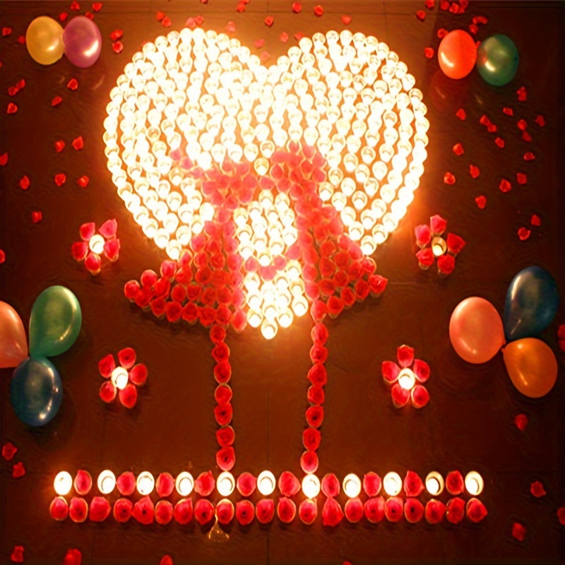 Velas románticas en forma de corazón de 100 uds, velas de San Valentín,  propuesta de fiesta de cumpleaños, fiesta de boda, decoración del hogar,  vela