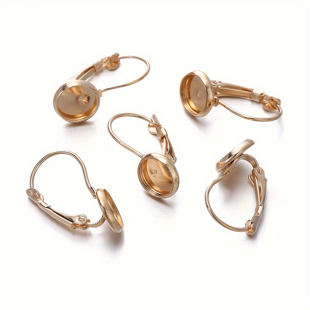 10pcs Stainless Steel Ear Clips Earrings Gold Color Blank Base