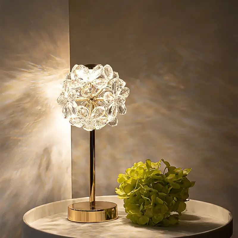 1pc bedroom bedside table lamp usb k9 crystal ball dandelion decorative lamp small mini study desk lamp living room princess room cocktail lounge lighting night lamp ambient table lamp lighting supplies details 6