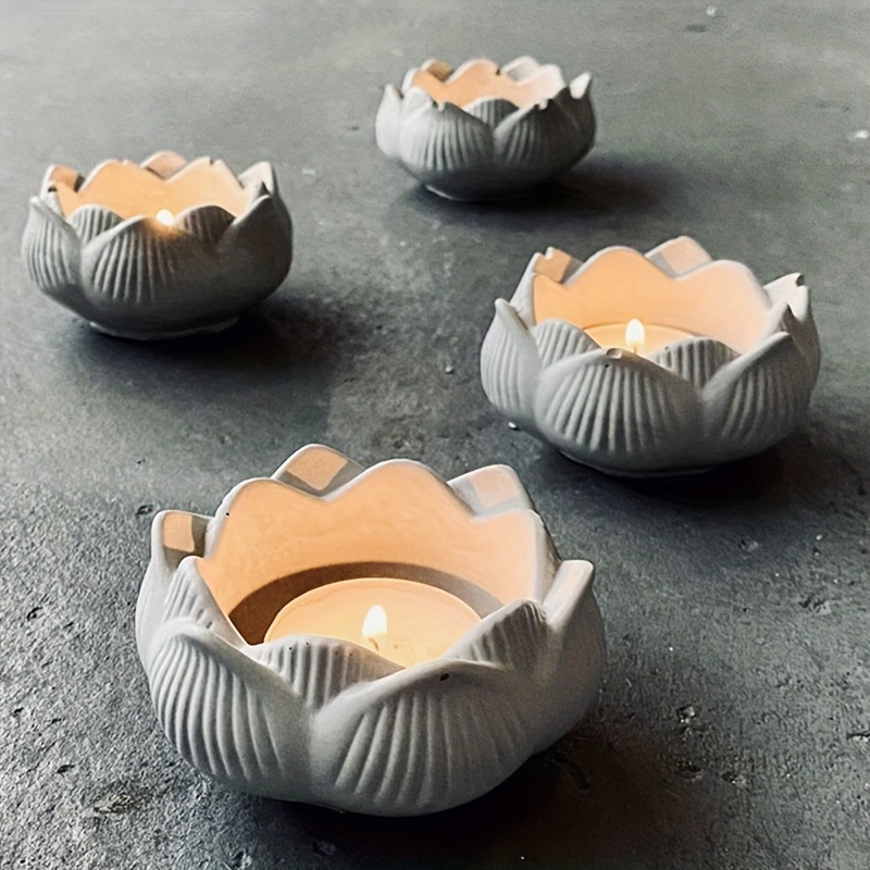 

Lotus Candlestick Plaster Mold Lotus Candle Cup Cement Molds Lotus Storage Dish Terrazzo Epoxy Resin Silicone Mold