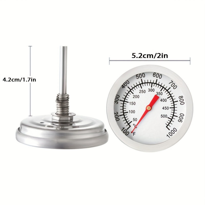 BBQ Thermometer Temperature Gauge, 2Inch Stainless Steel Barbecue Charcoal  Grill Smoker Temp Gauge Pit, Fahrenheit and Heat Indicator for Cooking Meat