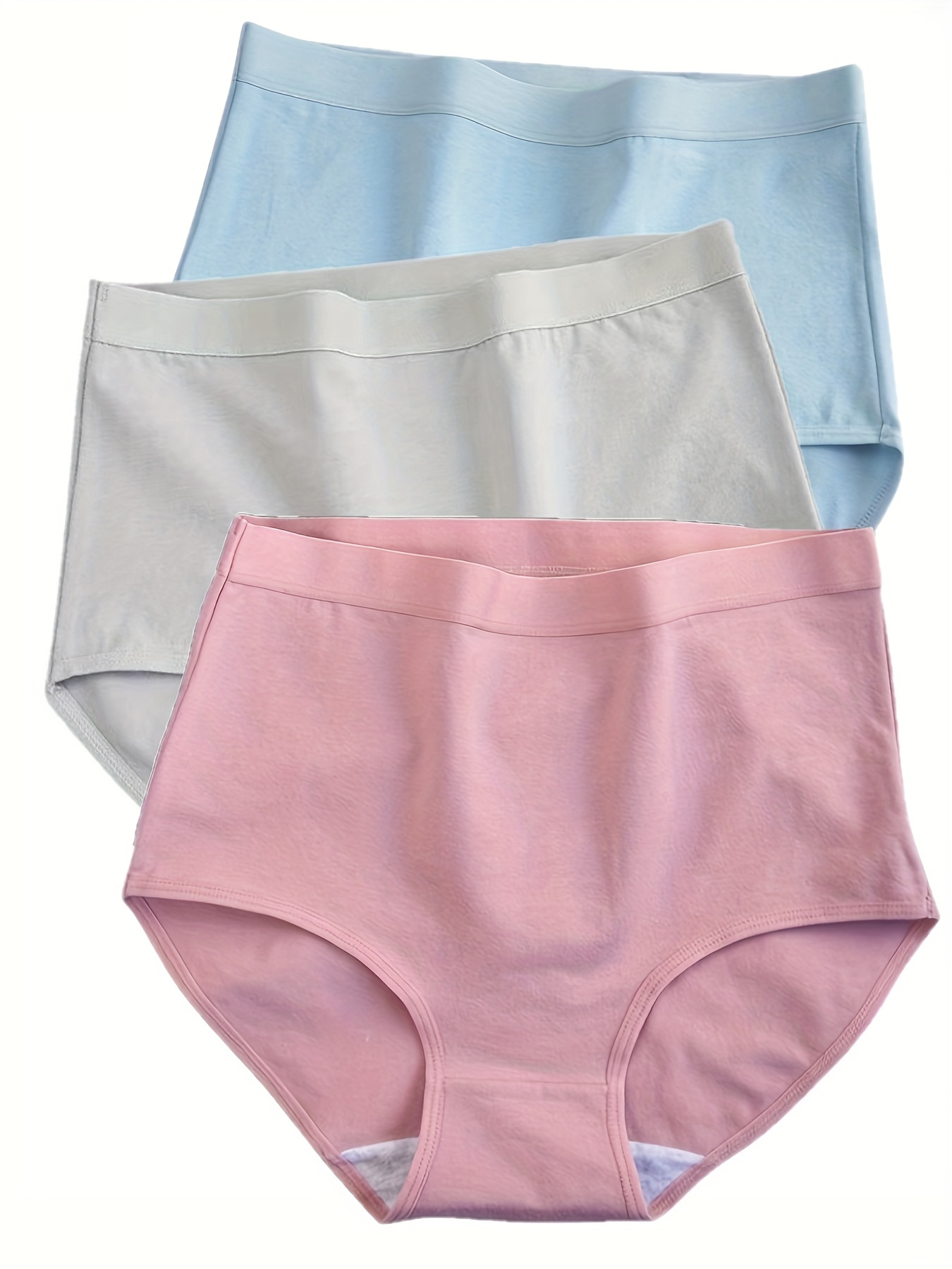 3PCS Cotton Women Panties Solid Comfortable Underwear Low Waist