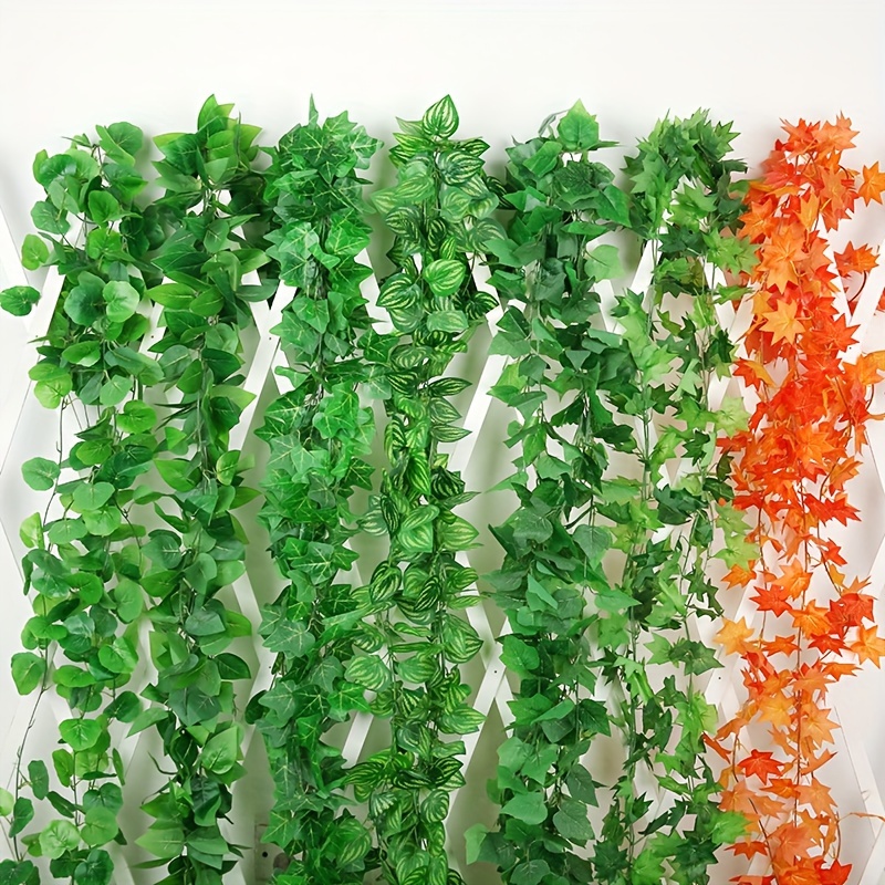 Guirlande de feuilles de lierre artificielles, fausse plante de vigne,  fleurs, feuillage, couleur verte, couronne, 2,4 m, lot de 100 pièces -  AliExpress