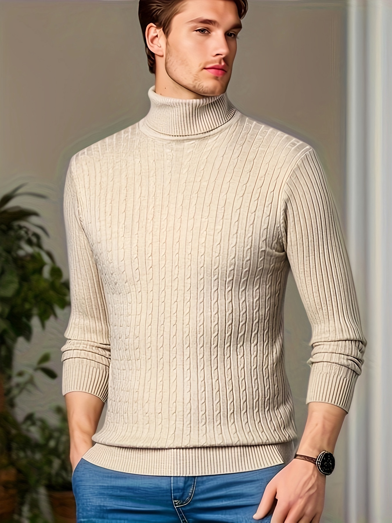 Men's Trendy Knitted Sweater Casual Stretch Breathable - Temu