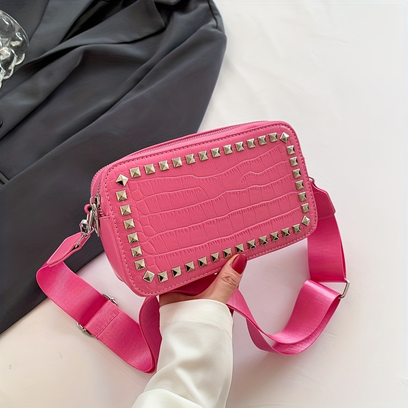Studded Rivet Flap Clear Shoulder Bag Crossbody Purse with Chain