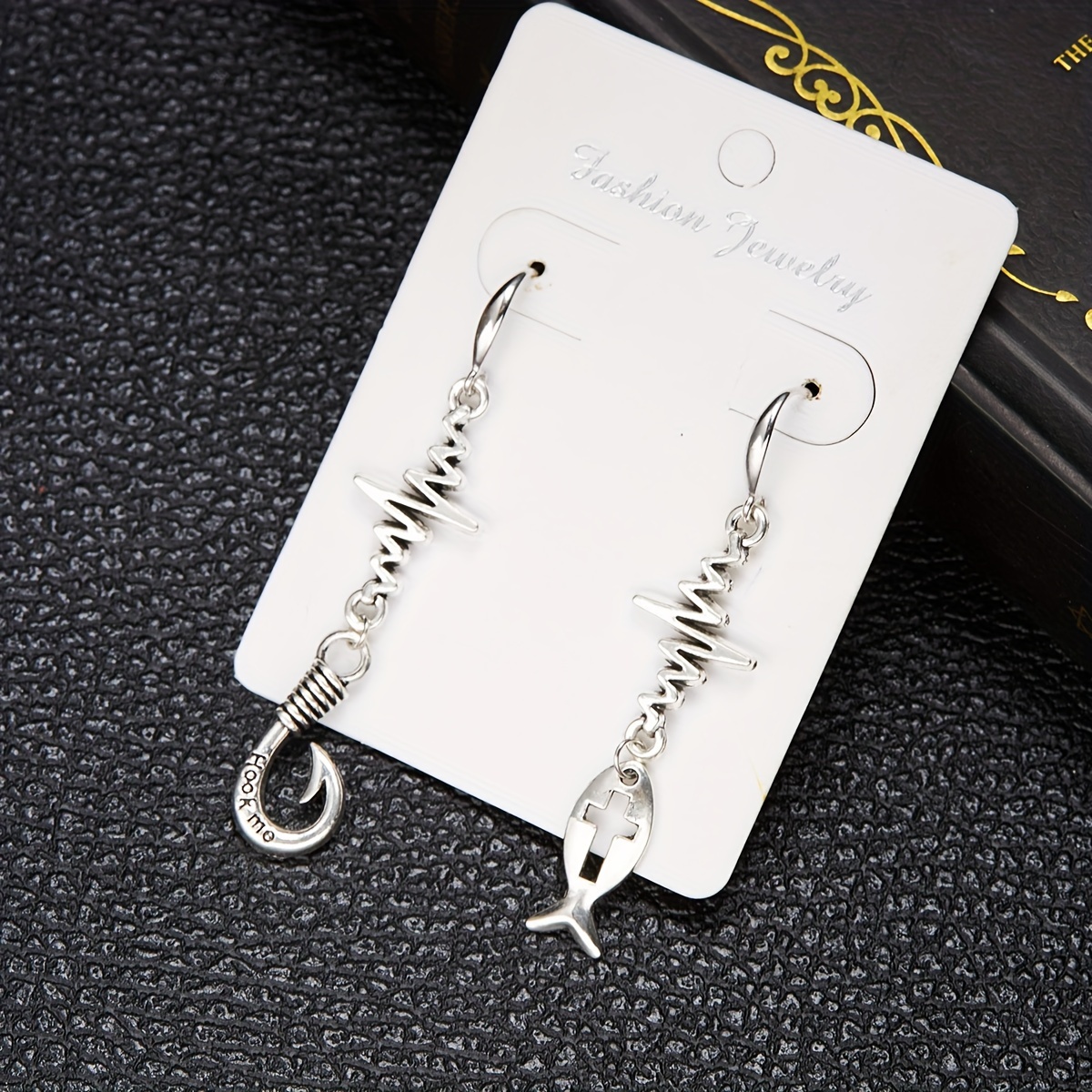 Vintage Tassel Fish Hook Cross Pendant Earrings Men Jewelry - Temu