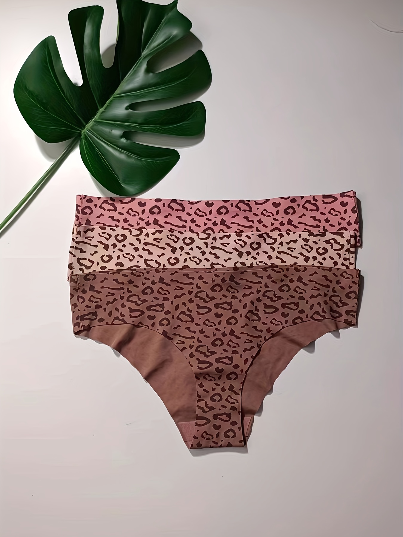 Leopard Solid Seamless Panties Simple Comfy Intimates - Temu