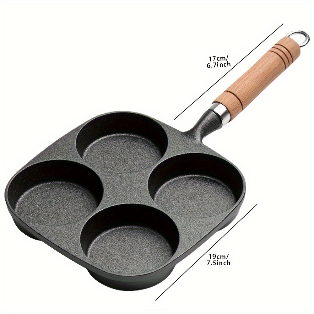 1pc Egg & Hamburger Frying Pan, Non-Stick Egg Pancake Maker With Wooden  Handle For Induction Cooker And Gas Stove - Perfect For Eggs, Burgers, And  Mor