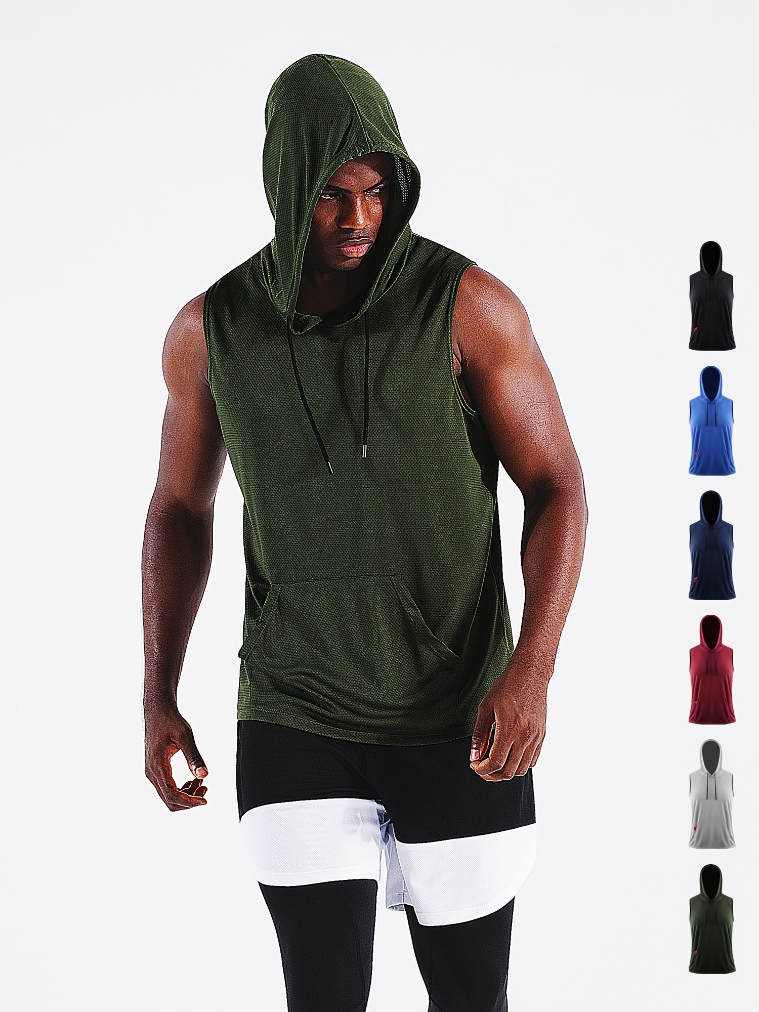 Buy mens gym tank tops workout fitness hooded vest sport muscle t