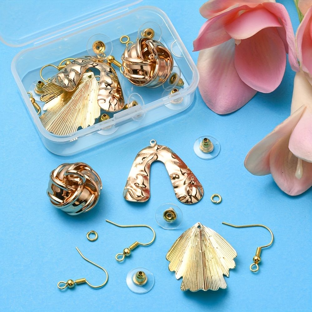 DIY Earring Making Kit, Golden, Metal Geometric Pendants, Brass