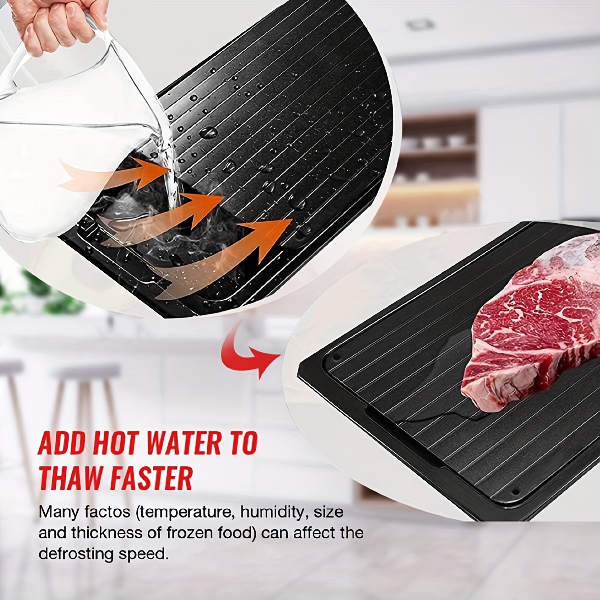 1pc Defrosting Tray For Frozen Meat Quick Thaw Meat With Dip Tray No  Electricity Meat Thawing Board Quick Safe Food Defroster Thawing Board For  Meat P