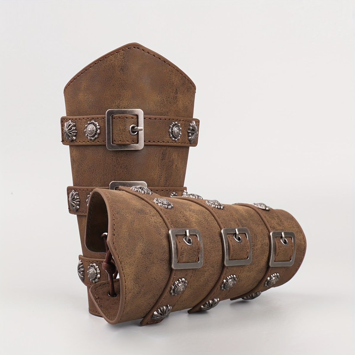 Brown Leather Arm Guard Medieval Larp Bracers Vambraces Armour