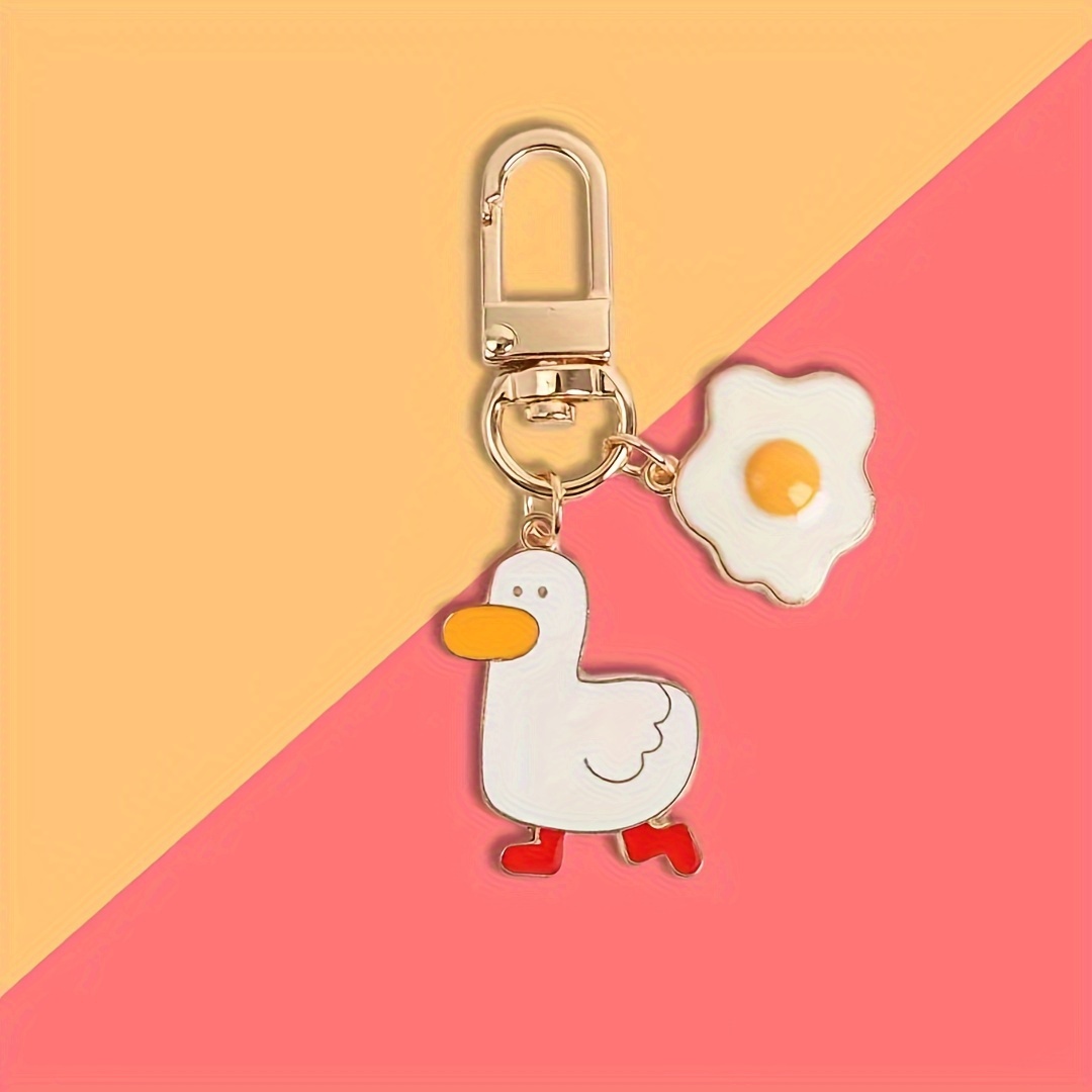New Come On Duck Poached Egg Keychain Men And Women Couple Key