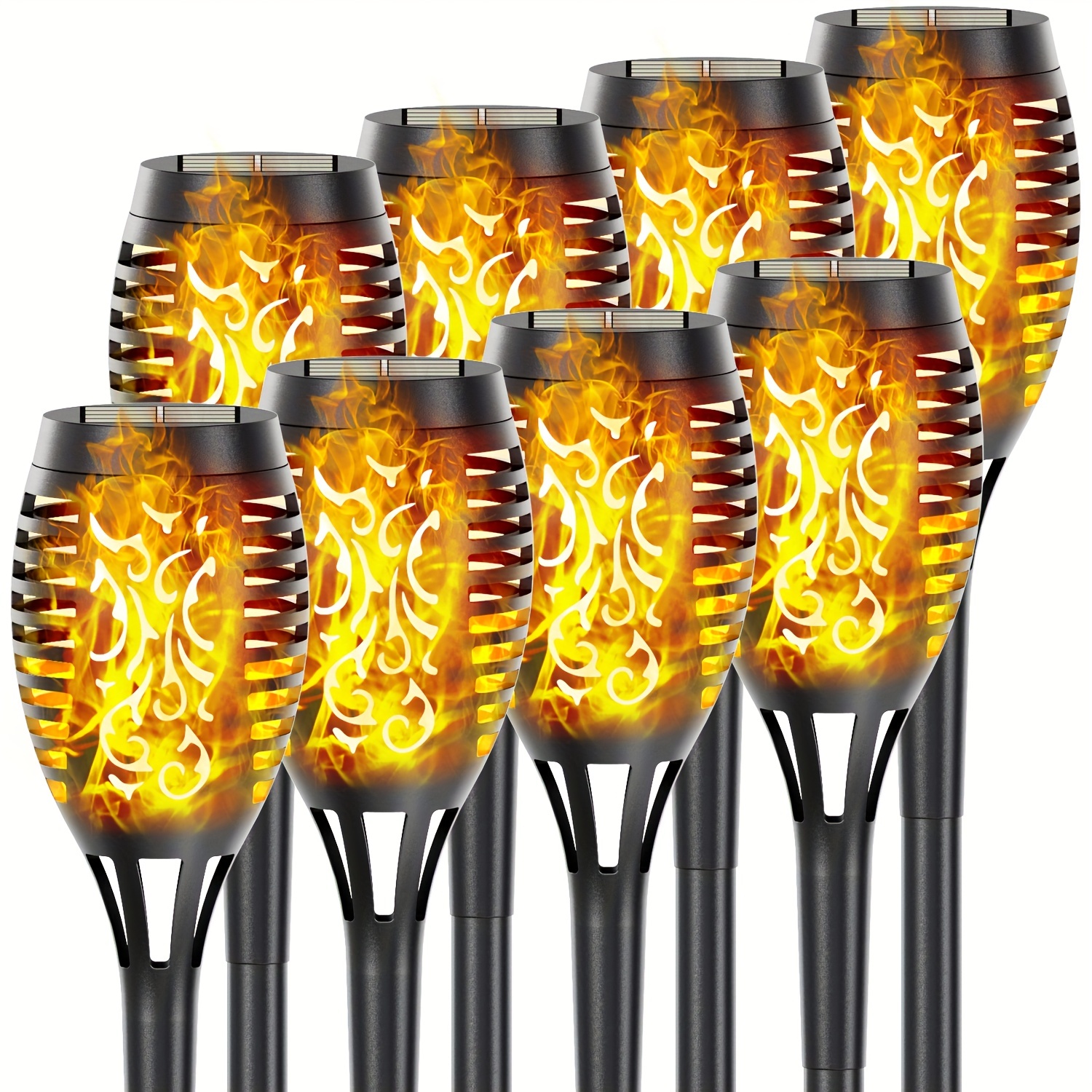 4/8/12 Pack LED Solar Torch Light, with Stylish Flickering Flame Outdoor Waterproof Lights, Solar Torches Stake Lights, Solar Garden Decorations Lights, For Garden, Courtyard, Corridor, Parties, Barbecues, Camping, Halloween, Christmas.