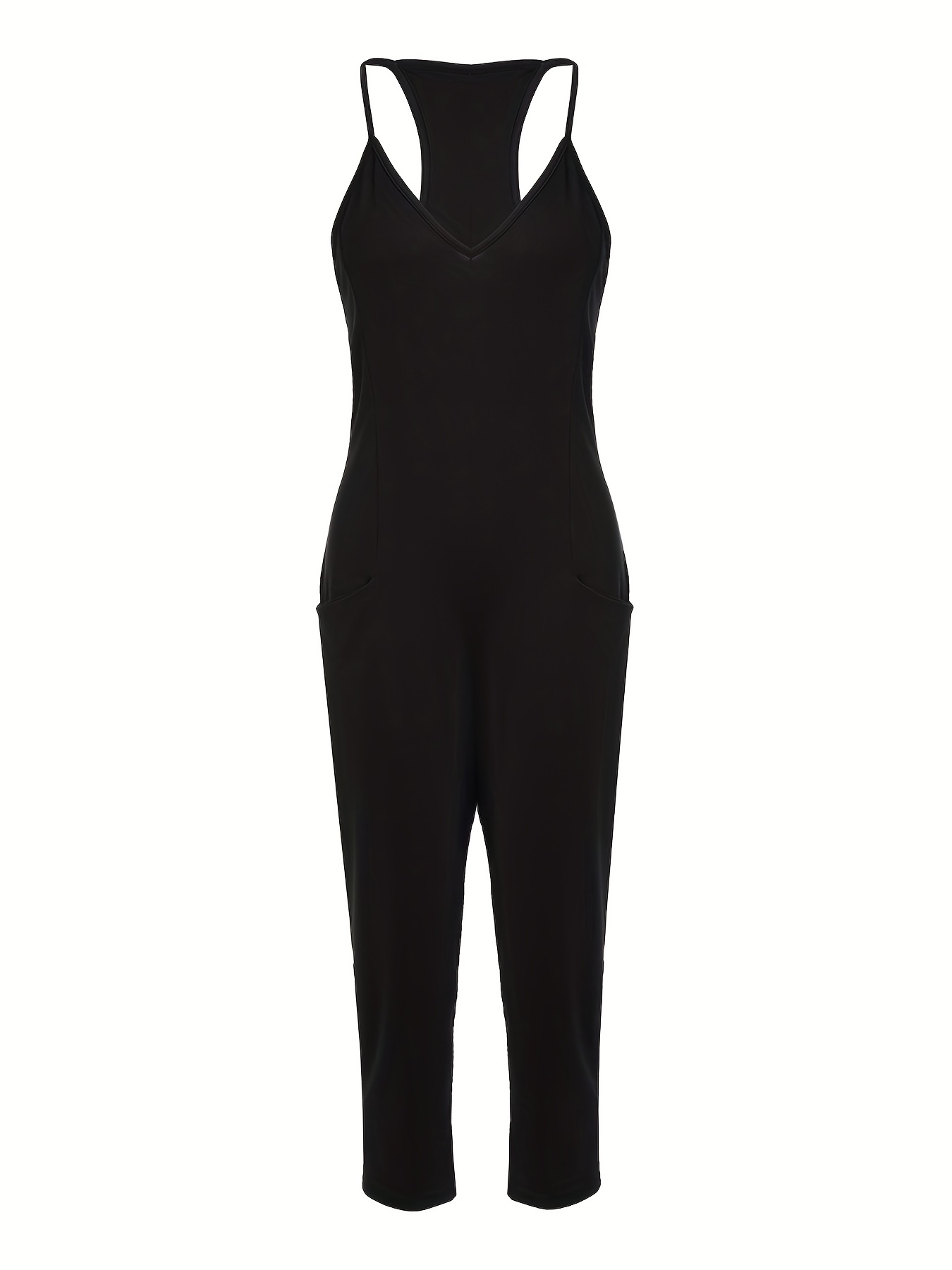 Spaghetti Solid Jumpsuit Casual Sleeveless Versatile Jumpsuit