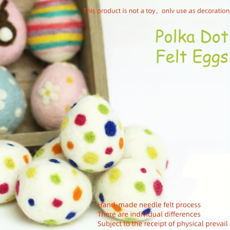 Image of Set Of 2 Handcrafted Wool Felt Easter Eggs - Colorful & Textured With Floral And Bunny Designs, Ideal For Tabletop & Room Decor, Craft & Party Embellishments, Battery-free