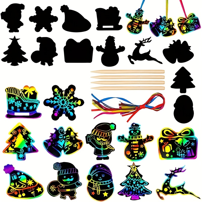 Rainbow Color Scratch Christmas Ornaments Magic Scratch - Temu