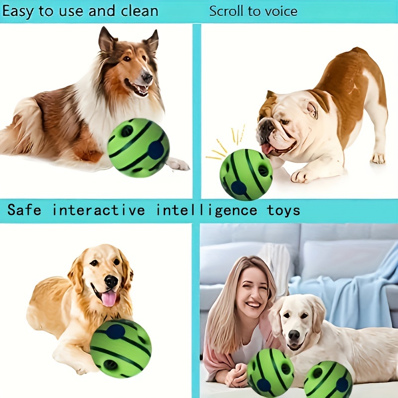 Interactive Dog Toys Ball, Squeaky Dog Toys Ball Durable Wag Chewing Ball  For Training Teeth Cleaning Herding Balls Indoor Outdoor Safe Dog Gifts