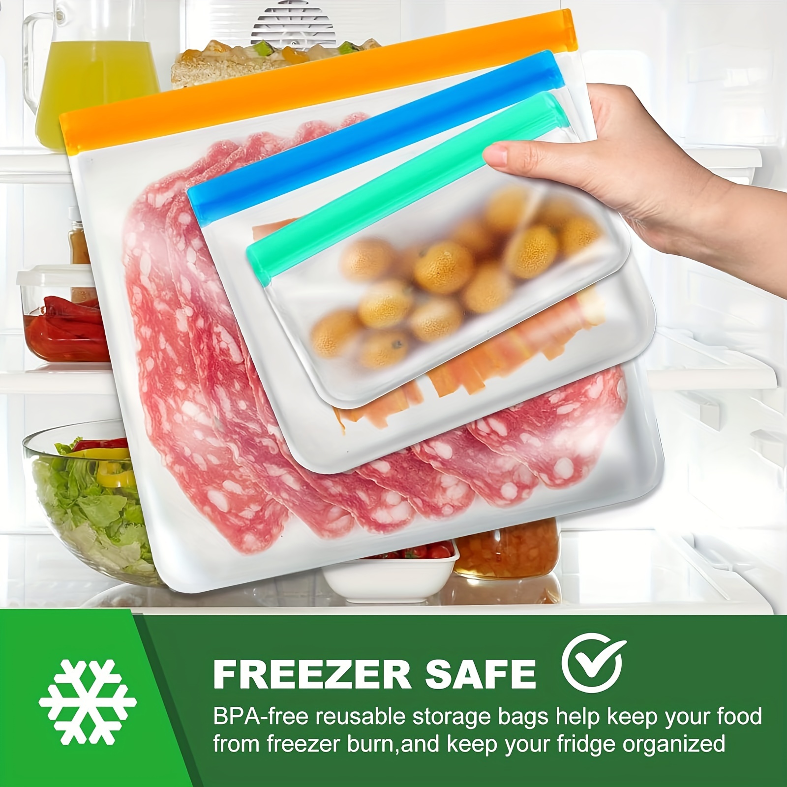 Storage & Organization, Reusable Peva Food Storage Zipper Bags, Bpa-free Freezer  Bags, Transparent Sandwich Bags, Food Preservation Bags, Leak-proof Lunch  Packages For Travel, Kitchen Supplies - Temu