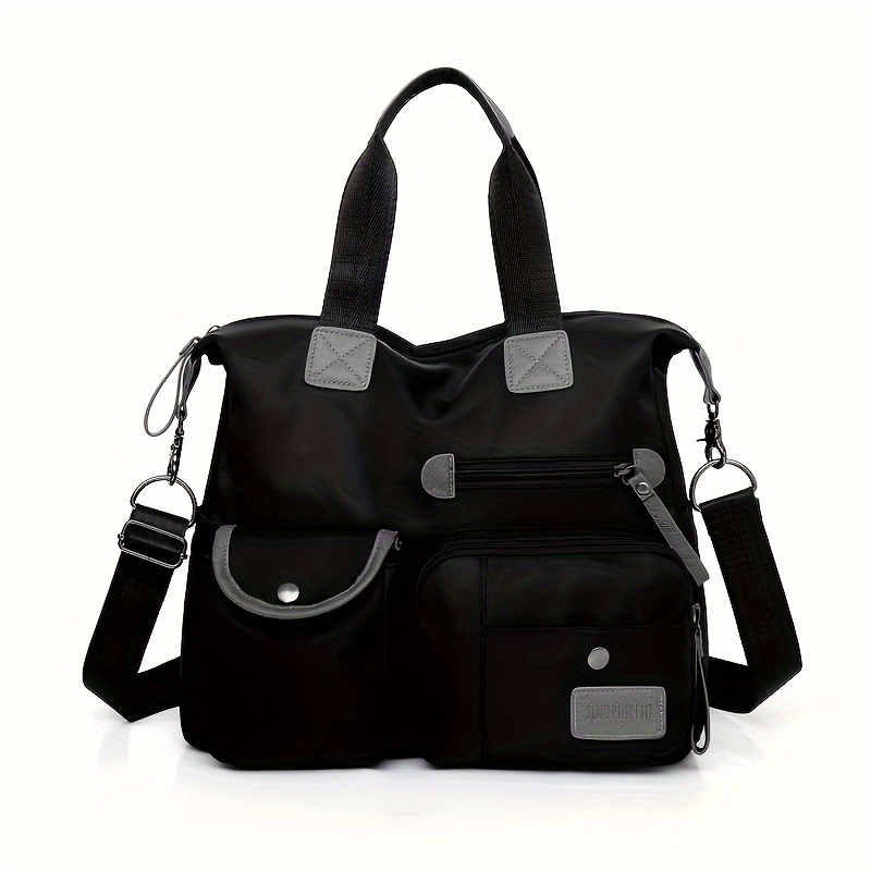 Stylish Nylon Crossbody Bag With Letter Patch, Zip Closure, Polyester Lined, Casual, Shoulder Bag, Trendy