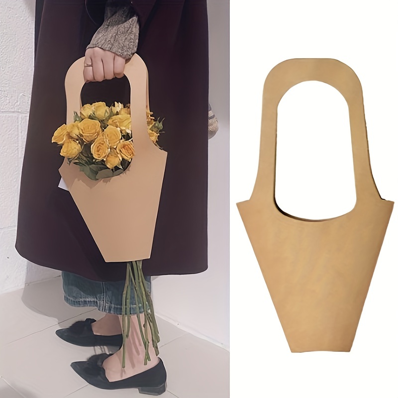 Wholesale Kraft Paper Flower Bags with Handle Florist Shop Packaging  Supplies Rectangle Perfect Bouquet Bag From m.