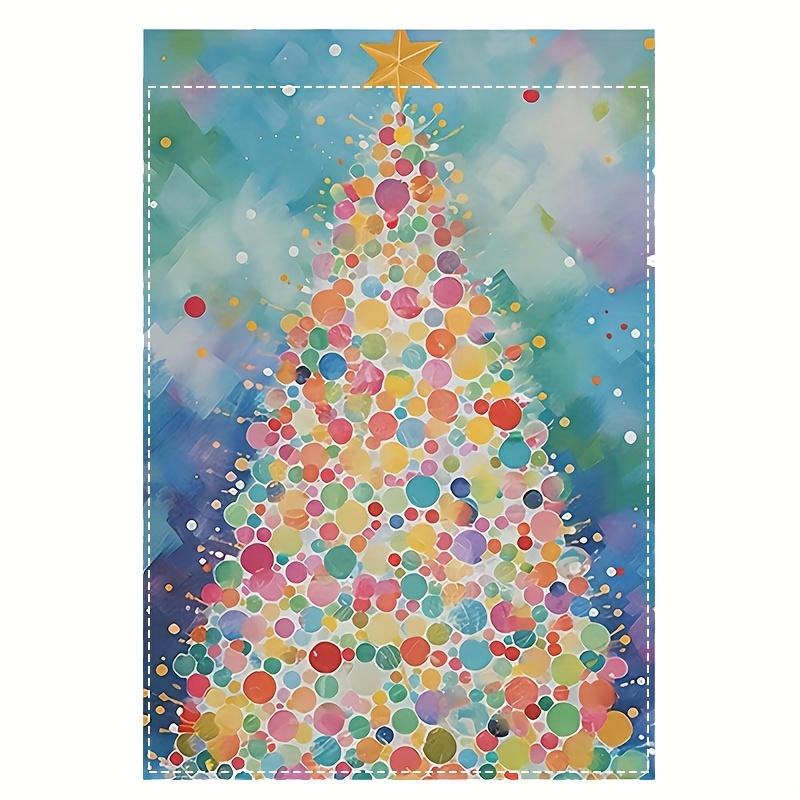 TEMU 1pc, Xmas Tree Garden Flag, Merry Christmas Tree Double Sided Printing Waterproof Flag, Home Decor, Outdoor Decor, Yard Decor, Garden