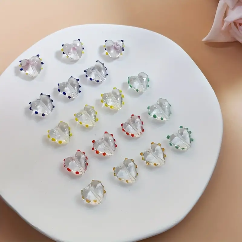 Cute Versatile Polka-dot Heart Shape Design Synthetic Crystal, Clear Glazed  Loose Beads With 6 Colors For Diy Necklaces, Bracelets, Earrings, And Phone  Charms Crafting - Temu