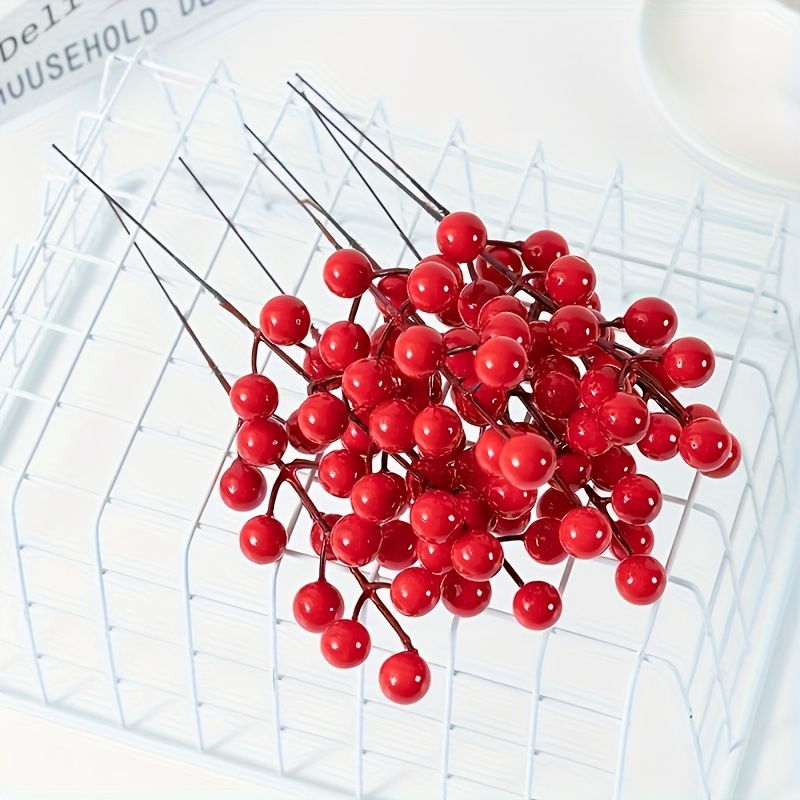 WangLaap 12 Pcs Artificial Red Berries Stems 13.5 Waterproof Berry  Branches for Home Holiday Wedding DIY Crafts Decor