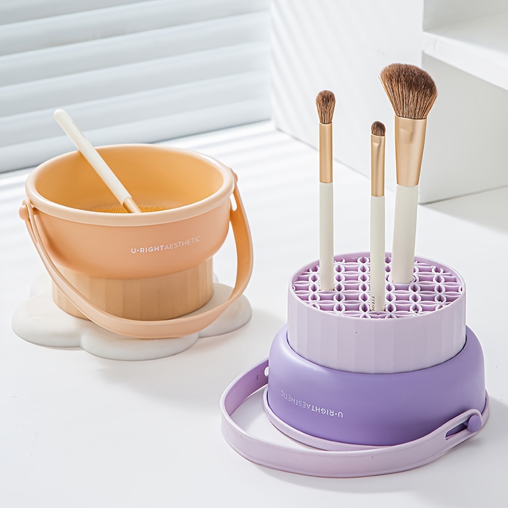 Limpiador de brochas de maquillaje tapete y brushegg de silicona, set  portátil 2 Piezas Color rosa, brush cleaner : : Belleza