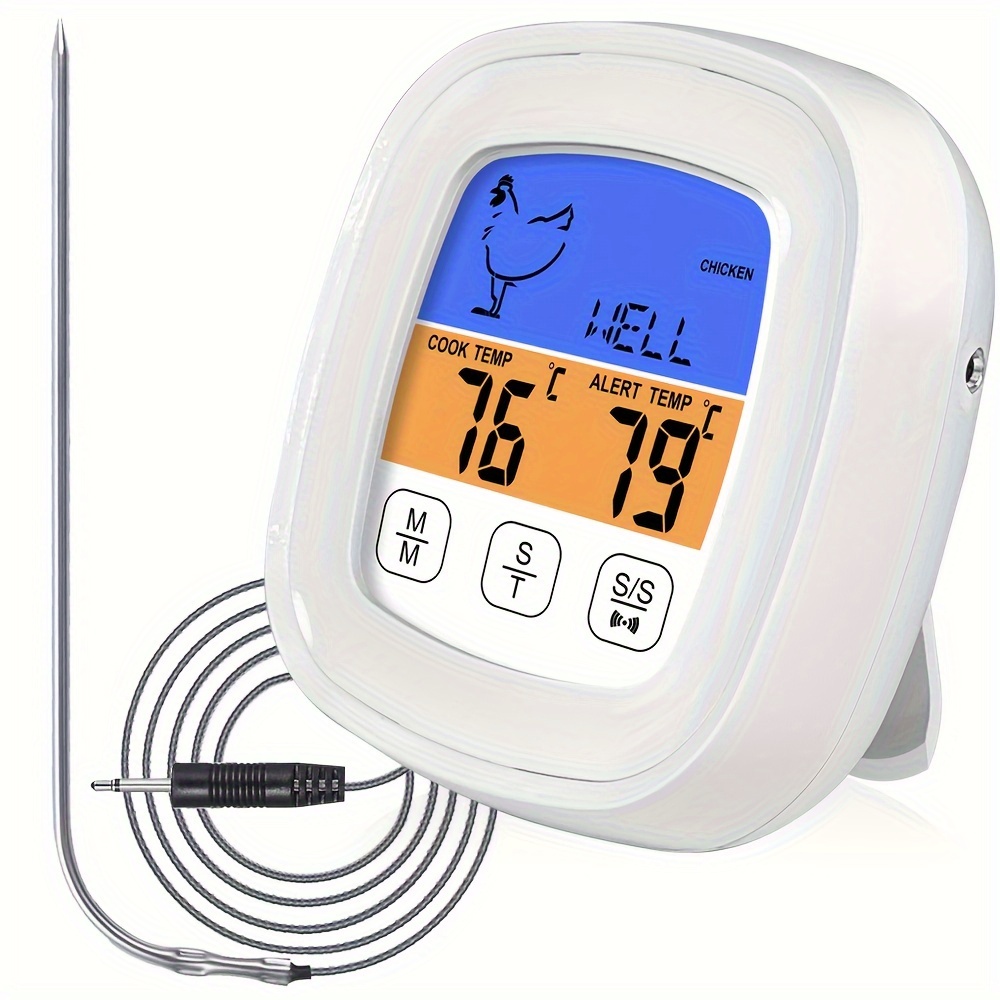 LCD Digital Cooking Food Thermometer Kitchen BBQ Meat Thermometer for Oven  Smoker Clock Alarm Timer with