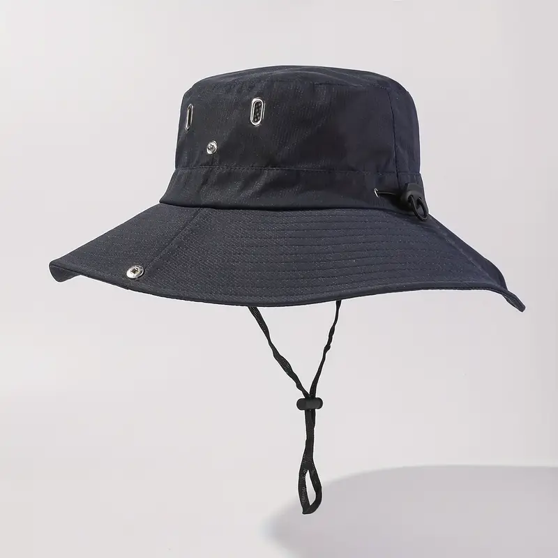 Men's Wide Brim Fisherman Hat With Chin Straps, Bucket Hats For Summer, Suitable For Mountaineering, Fishing, Hiking