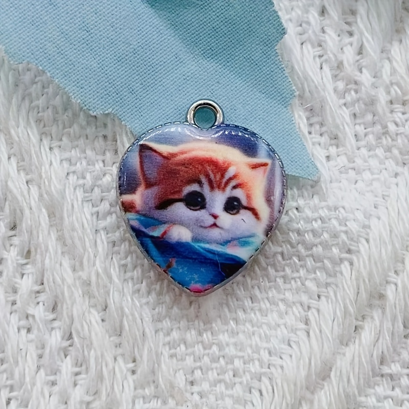 10pcs Enamel Cat Charms For Jewelry Making Cute Anime Earring