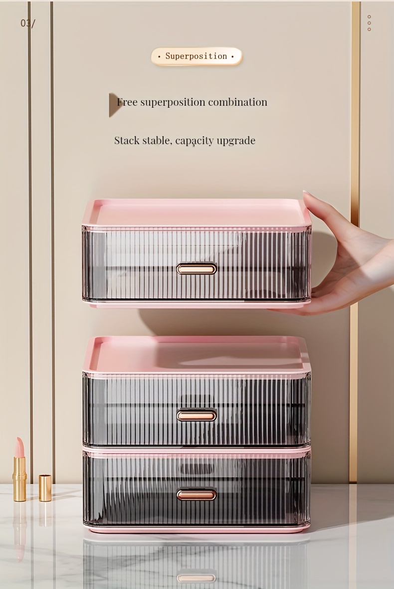 Cosmetic Storage Box Desktop Stacked Dresser Drawer Storage - Temu